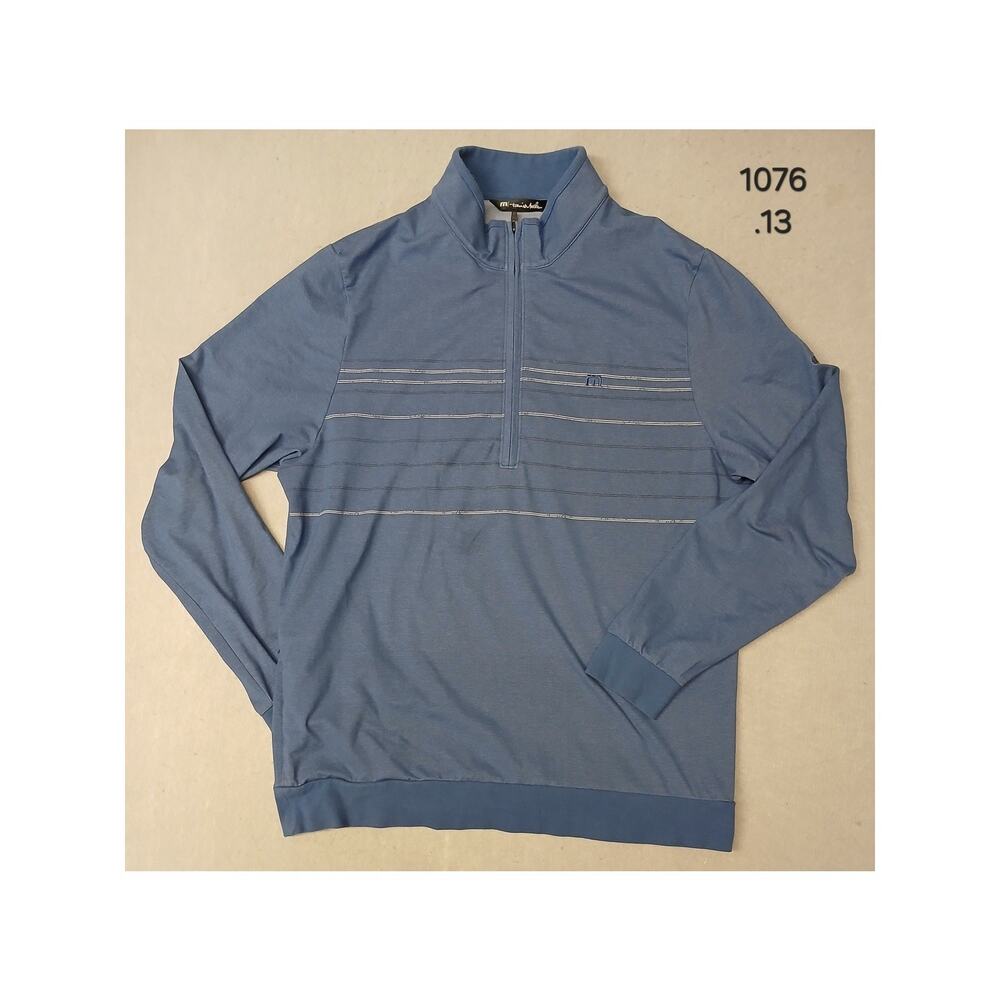 Travis Mathew (Medium) Blue Silk Stretch Zip Pullover